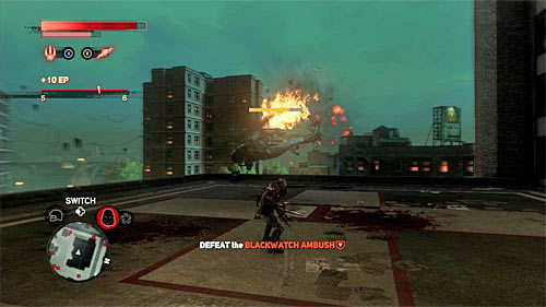 A good idea is to use rocket launchers left by defeated soldiers, to shoot down both helicopters which attack you (screen above), although if you prefer using Heller's powers, you can also attack the machines in a different way - [Main mission 12] Natural Selection - Main missions - Prototype 2 - Game Guide and Walkthrough