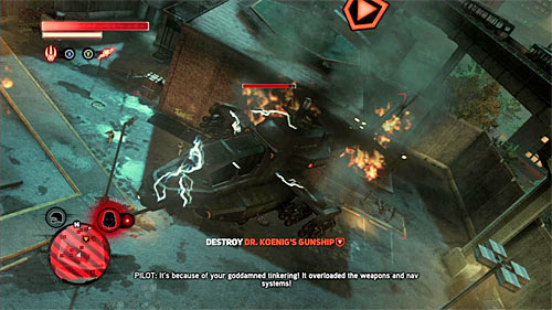 The last method suggested by me is an attack with tendrils each time you see a short circuit in the helicopter (screen above) - [Main mission 12] Natural Selection - Main missions - Prototype 2 - Game Guide and Walkthrough