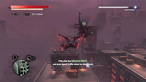 During following the helicopter rely on long jumps and glide option, trying to keep an eye on the machine, because tracking it based only on the green icon visible on the screen is much more difficult - [Main mission 27] Divine Intevention - Main missions - Prototype 2 - Game Guide and Walkthrough