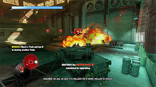 Aim at the one of the three tanks on the right and start shooting, using LB and RB buttons - [Blacknet mission 5] Operation: Keyhole - Blacknet missions - Prototype 2 - Game Guide and Walkthrough