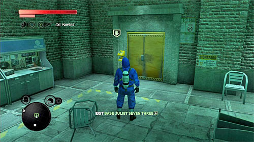 The base exit can be found in location [955, 1533] and before using the hand scanner make sure that you're disguised as Dr - [Blacknet mission 6] Operation: Jack-Of-All-Trades - Blacknet missions - Prototype 2 - Game Guide and Walkthrough