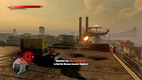 After that actions decide to tear off its missile launcher (X button) and then use it to shoot the helicopter (screen above) - [Blacknet mission 7] Operation: Red Glacier - Blacknet missions - Prototype 2 - Game Guide and Walkthrough