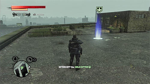 Fortunately you do not have to chase the helicopter, because your task is only to get to the shiny circle or the rooftop in location [864, 1306] - [Blacknet mission 8] Operation: Vivid Future - Blacknet missions - Prototype 2 - Game Guide and Walkthrough