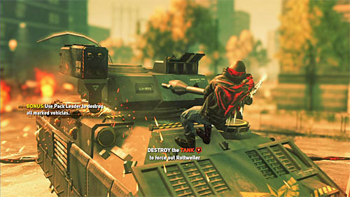 The fourth, last group of enemies consists of soldiers, tank and two APCs - [Blacknet mission 9] Operation: Spotted Cat - p. 2 - Blacknet missions - Prototype 2 - Game Guide and Walkthrough