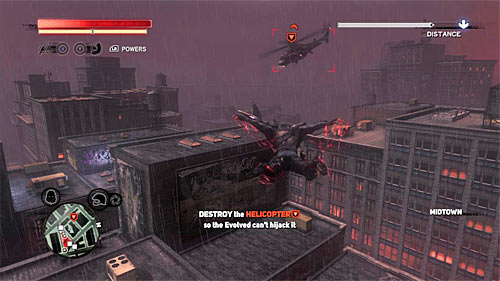 There are three helicopters in total to be destroyed and first of them appears in location [406, 350] - [Blacknet mission 10] Operation: Long Horizon - Blacknet missions - Prototype 2 - Game Guide and Walkthrough