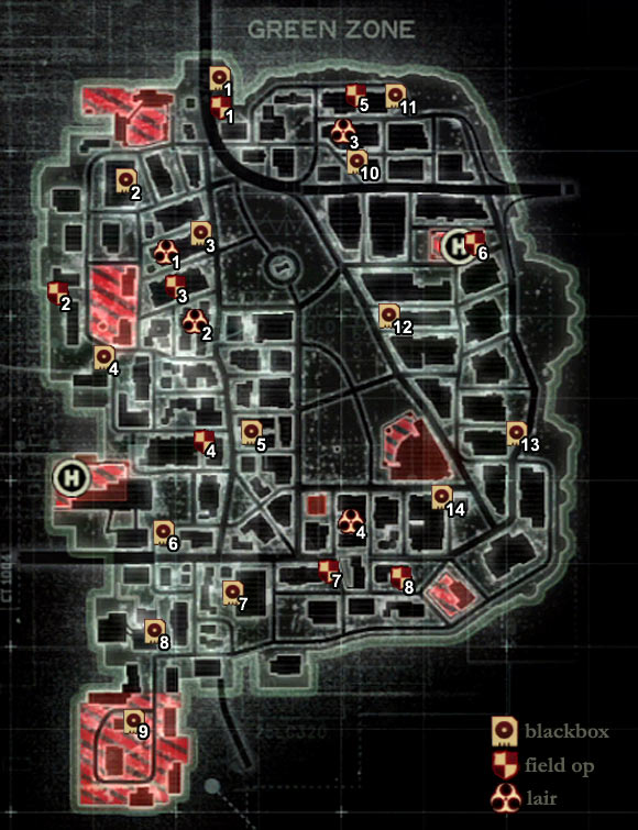 MAP OF THE RED ZONE - Maps of New York - Secrets - Prototype 2 - Game Guide and Walkthrough
