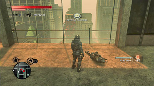 You can find the body on the red balcony - Red Zone - p. 1 - Secrets - Prototype 2 - Game Guide and Walkthrough