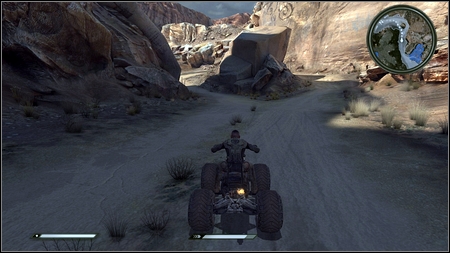 First go to the garage and sit behind the wheel of the ATV standing near - Quell the Bandit Threat - p. 1 - Main missions - Rage - Game Guide and Walkthrough