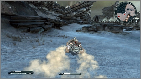 In order to get the last drone drive towards Capital Prime, keeping on the left edge of the canyon - Eastern Wasteland - Vehicle jumps - Rage - Game Guide and Walkthrough