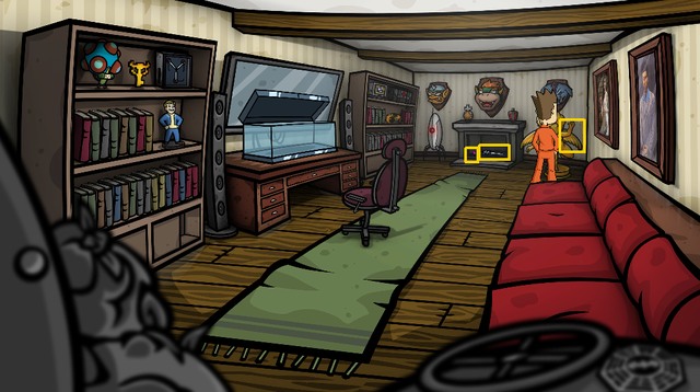 Click on the right wing of the statue (with face of Tim Schafer) situated on the right side of the fireplace - Feed the Horsemen of the Apocalypse - Day 2190 - Monday: Final barbecue - Randals Monday - Game Guide and Walkthrough