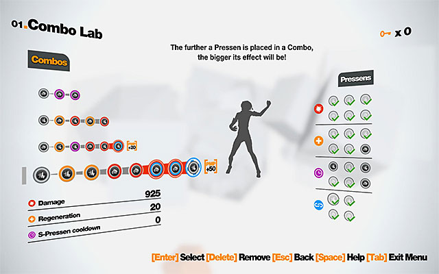 The above screenshot presents example combos that were used for the purposes of this walkthrough - Examples of combos - Combos - Remember Me - Game Guide and Walkthrough