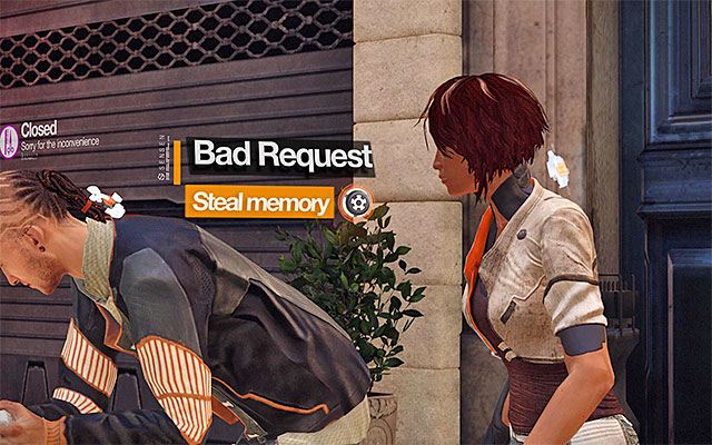 Listen to the conversation with the friendly hunter and press the interaction key/button to download some of his memory which concerns the means of reaching Kaori Sheridan's apartment - Meeting with Bad Request - Episode 2 - Remember Me - Game Guide and Walkthrough