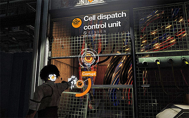 Return to the location where you landed after your leap and use the Junk Bolt (RMB) to destroy the Cell Dispatch Control Unit - Catch up with the captive hunter's cell - Episode 6 - Remember Me - Game Guide and Walkthrough