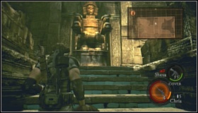 Run right and reach a violet statue - Caves - Walkthrough - Resident Evil 5 - Game Guide and Walkthrough