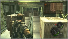 Go upstairs and break down a metal gate with your partner's help - Experimental Facility - Walkthrough - Resident Evil 5 - Game Guide and Walkthrough