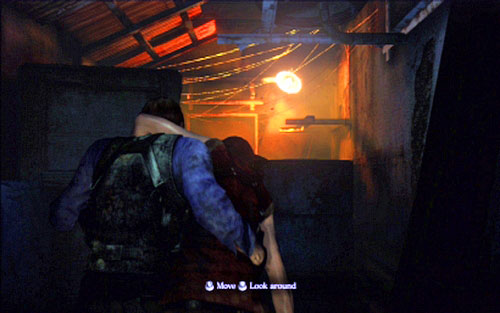 When you get inside the building, head towards the glowing light bulb, pressing on-screen buttons along your way - Prologue - Resident Evil 6 - Game Guide and Walkthrough