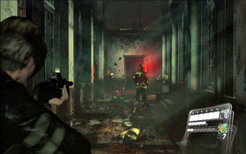 So place yourself on the other side of the room (with your back against the wall) and shoot all enemies - Chapter 1 - The Campus - Leon's campaign - Resident Evil 6 - Game Guide and Walkthrough