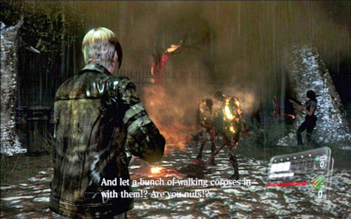 At the beginning try to use only weapons, but if you see that there are too many enemies, start using grenades, bombs and everything which can be helpful - Chapter 2 - The Cemetery - Leon's campaign - Resident Evil 6 - Game Guide and Walkthrough