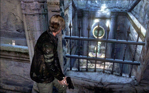 A further way leads up the stairs, where you have to aim your weapon at the mirror placed behind the grate downstairs - Chapter 2 - The Cathedral - Leon's campaign - Resident Evil 6 - Game Guide and Walkthrough