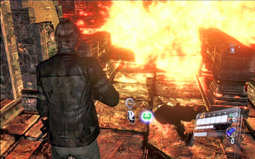 A bit further the way will be blocked by a wall of fire - Chapter 3 - The Catacombs - Leon's campaign - Resident Evil 6 - Game Guide and Walkthrough