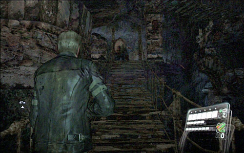 Keep moving forwards until you encounter a fat zombie on one of rope bridges - Chapter 3 - The Center of the Earth - Leon's campaign - Resident Evil 6 - Game Guide and Walkthrough