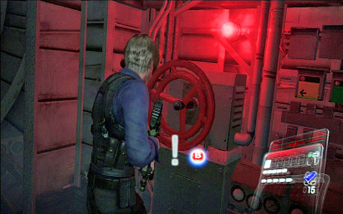 Now you have to go to the place indicated by the game and turn the red handwheel - Chapter 4 - The Plane - Leon's campaign - Resident Evil 6 - Game Guide and Walkthrough