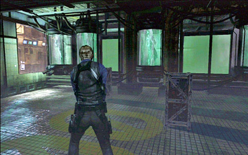 Keep running forwards and opening doors until you reach a room with large water containers - Chapter 4 - The Laboratory - Leon's campaign - Resident Evil 6 - Game Guide and Walkthrough