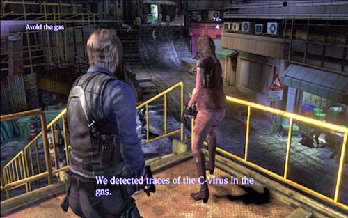At the beginning go down the stairs and then run after one of soldiers - Chapter 5 - The City - Leon's campaign - Resident Evil 6 - Game Guide and Walkthrough