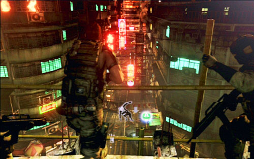 Use A to jump over obstacles - Chapter 1 - City Alleys - Chris's campaign - Resident Evil 6 - Game Guide and Walkthrough
