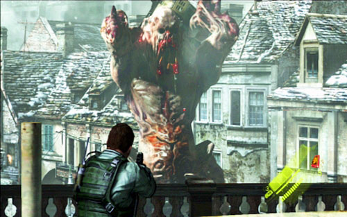 Before you open it, a giant mutant appears which starts walking along the street - Chapter 2 - Assault on The City - Chris's campaign - Resident Evil 6 - Game Guide and Walkthrough