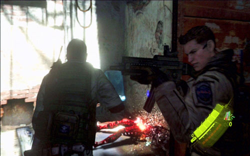 Ina brightly lit room a fight with three armed opponents awaits you - Chapter 2 - Abandoned Mansion - Chris's campaign - Resident Evil 6 - Game Guide and Walkthrough