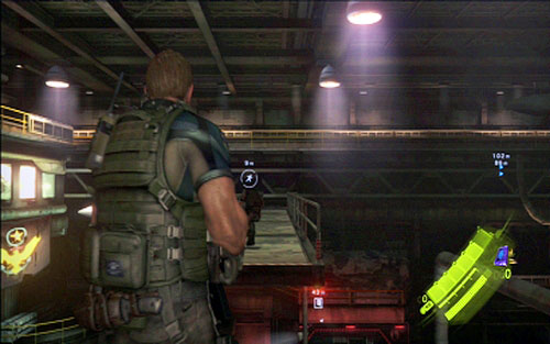 When you see that one of stairs starts to move up, quickly run on the other stairs and then throw Piers to the other side of the path - Chapter 4 - The Hold - Chris's campaign - Resident Evil 6 - Game Guide and Walkthrough