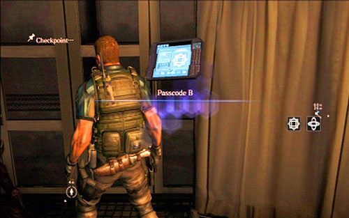 Once you start opening the door, Chris will be dragged to the other side by a mutant - Chapter 4 - The Triple Lock - Chris's campaign - Resident Evil 6 - Game Guide and Walkthrough