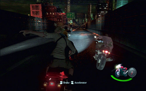 At the very end vehicles transported by the truck will start rolling towards you - Chapter 4 - Escape On The Motorbike - Jake's campaign - Resident Evil 6 - Game Guide and Walkthrough