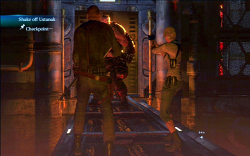 After getting to the top, run forwards until you reach a large room with lava - Chapter 5 - The Final Fight With Ustanak - Jake's campaign - Resident Evil 6 - Game Guide and Walkthrough