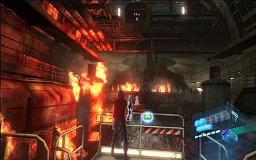 You have then to run to the end of the sidewalk and use the zipline to get to the upper floor - Chapter 1 - Ship Corridors - Ada's campaign - Resident Evil 6 - Game Guide and Walkthrough
