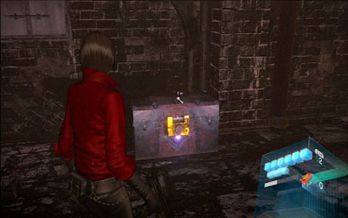 After landing you have to head forwards until you reach a crate with a golden lock - Chapter 2 - First Fragment of The Key - Ada's campaign - Resident Evil 6 - Game Guide and Walkthrough