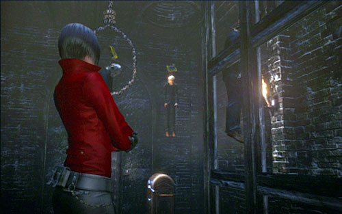 You have to stand now next to the trapdoor and shoot down the body hanging over the mechanism - Chapter 2 - Second Fragment of The Key - Ada's campaign - Resident Evil 6 - Game Guide and Walkthrough