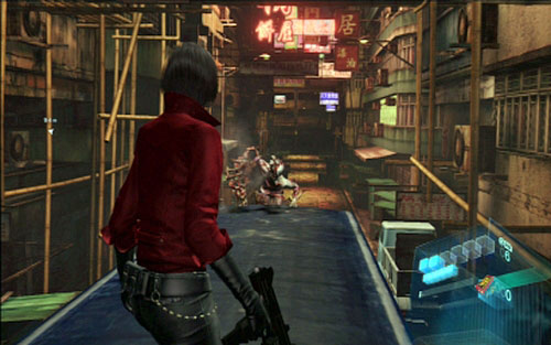 In order to avoid charge of the beast, use the zipline (A) - Chapter 3 - Chainsaw Mutant - Ada's campaign - Resident Evil 6 - Game Guide and Walkthrough