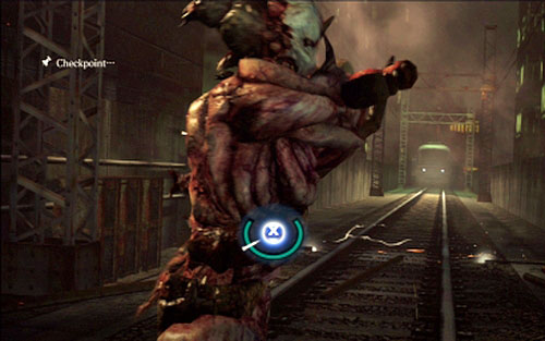 At some moment a train starts to move towards you - Chapter 3 - Chainsaw Mutant - Ada's campaign - Resident Evil 6 - Game Guide and Walkthrough
