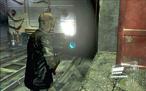 When succeed in avoiding two trains in underground tunnel, you'll reach a door leading to the corridor on the left - Chapter I - Emblems - Leon - Resident Evil 6 - Game Guide and Walkthrough