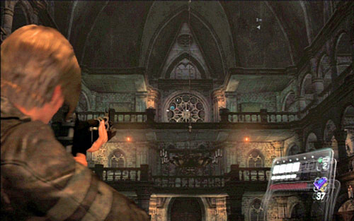 Right after entering the cathedral move to the altar and then turn around and look up - Chapter II - Emblems - Leon - Resident Evil 6 - Game Guide and Walkthrough