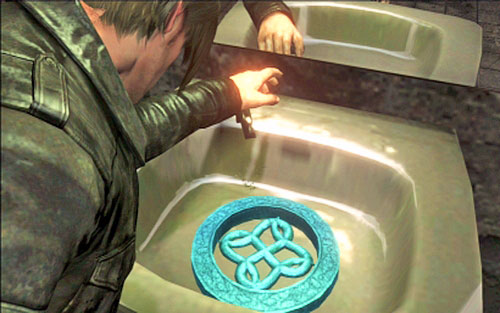 After draining the water you'll find there an emblem - Chapter II - Emblems - Leon - Resident Evil 6 - Game Guide and Walkthrough