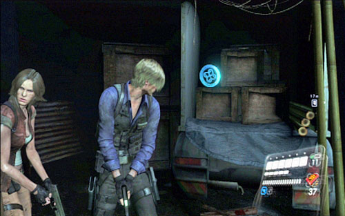 During completing the stage well-known from the prologue, you'll reach a place with abandoned Hummer - Chapter V - Emblems - Leon - Resident Evil 6 - Game Guide and Walkthrough