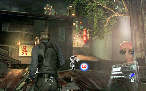 After obtaining the second key on the abandoned marketplace, climb up the nearby ladder - Chapter IV - Emblems - Leon - Resident Evil 6 - Game Guide and Walkthrough