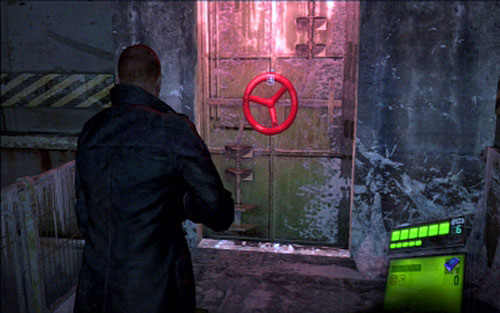 In the second case you target is the door with the red handwheel - Chapter II - Emblems - Jake - Resident Evil 6 - Game Guide and Walkthrough