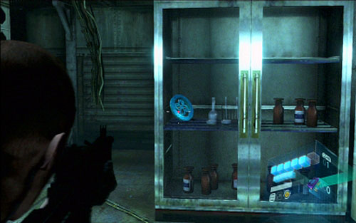 A corridor will lead you to the lab room, where in one of the cabinets you can find the second artifact - Chapter V - Emblems - Jake - Resident Evil 6 - Game Guide and Walkthrough