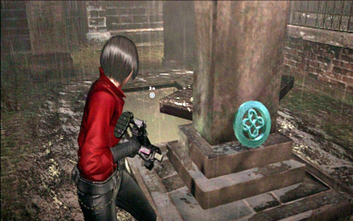 Just walk around the gravestone and you should see the first symbol - Chapter II - Emblems - Ada Wong - Resident Evil 6 - Game Guide and Walkthrough