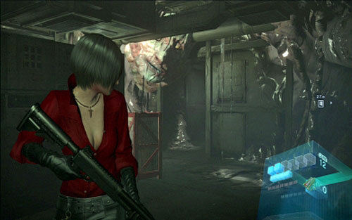 Once you go to the other side, move closer to the face hanging from the ceiling and then quickly run away to avoid being bitten - Chapter IV - Emblems - Ada Wong - Resident Evil 6 - Game Guide and Walkthrough