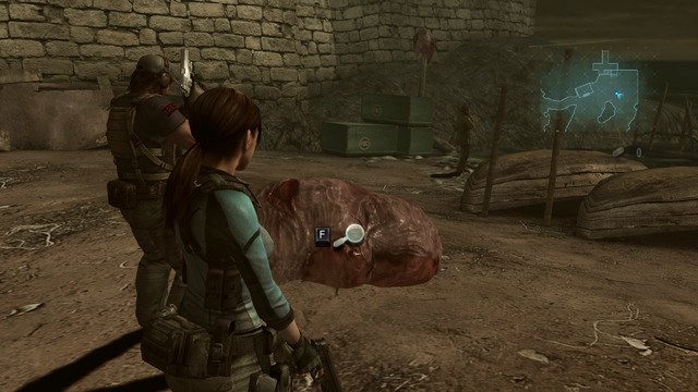When you pick it up, scan a pile of meat nearby the first sample - Into the Depths - part II - Episode 1 - Resident Evil: Revelations - Game Guide and Walkthrough